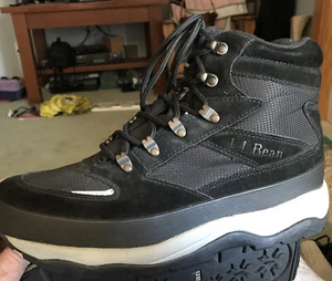 LL Bean MR85 Black Leather Men's Size 12 med High Top Hiking Trail Boots Shoes - Picture 1 of 6
