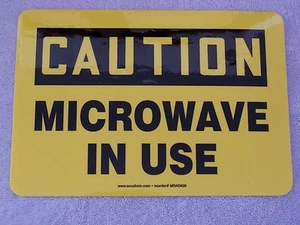 CAUTION MICROWAVE IN USE - 7" x 10" Adhesive Vinyl Sign Safety - Picture 1 of 1