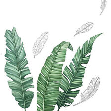Green Wall Stickers Tropical Banana Leaves Removable PVC Bedroom Decorations