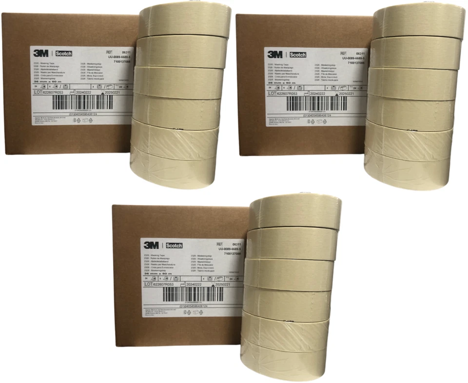 3x 3M Scotch Automotive Masking Tape-36mmX50m 24 Rolls Car Detailing TOP QUALITY - Image 1 of 1