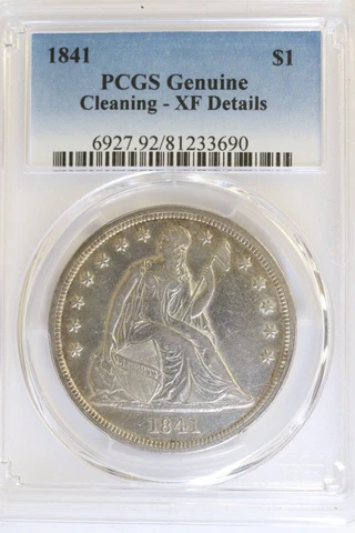 1841 Liberty Seated Dollar - XF DETAILS - PCGS GENUINE - $1 Cover