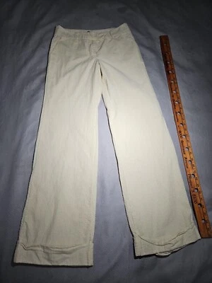 Elevenses Pants Womens Size 4 Yellow Wide Leg Stripe Seersucker Casual Trouser - Image 1 of 4