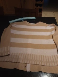 DUFFY CASHMERE JUMPER in cream and camel S - Picture 1 of 8