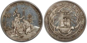 Germany Baptize on the Jordan Religion Silver Medal 42mm  c. 1850 PCGS SP63 - Picture 1 of 2