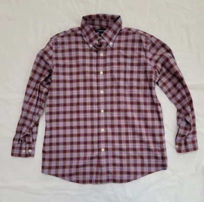 Boys Lands End Plaid. Sleeve Button Down Collar Dress Shirt- M 10-12 - Image 1 of 4