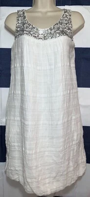 MAC & JAC Womens Sleeveless dress size 4 W Pockets Rhinestone Neckline White - Image 1 of 4