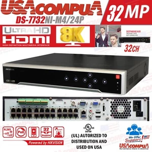Grabadoras de video 32 canales 24 PoE 8K NVR HIKVISION DS-7732NI-M4/24P decodificación 320 Mbps - Imagen 1 de 6