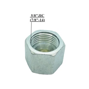 2Pcs 5/8" (7/8"-14) Female JIC 37° Flare Cap Hydraulic Zinc Plated - Picture 1 of 8