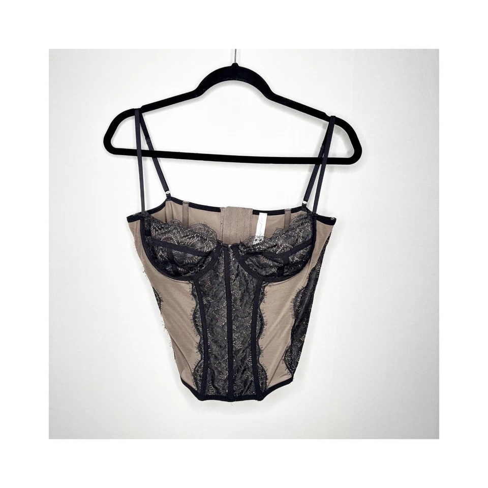 Out From Under Bustier Size XL Beige Black Lace Lingerie Corset - Image 1 of 4
