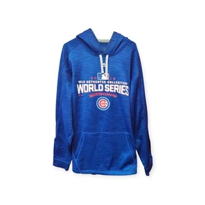 Majestic Chicago Cubs MLB 2016 World Series Pullover Hoodie, Blue, Size L - Picture 1 of 6