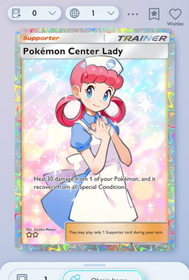 Pokemon TCG POCKET - Pokémon Center Lady Full Art 2⭐, Shining Revelry, English - Image 1 of 1