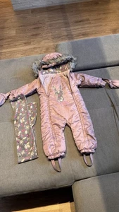Schneeanzug Winteranzug Gr. 80 lila Mädchen Häschen + Schal Overall - Bild 1 von 6
