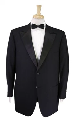 Chaqueta Blazer Tom James Vintage Años 70 Negro Pico Solapa Solapa Boda Personalizada 46R Foto 1 de 4