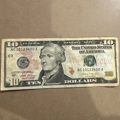 AMAZING ASCENDING  SIX DIGIT LADDER,$10 BILL,2017..PERFECT ORDER…NC 10123450 A - Image 1 of 4