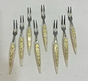 Vintage Mini Gabeln 8 Hors d'oeuvres Vorspeise Käse Edelstahl Japan - Bild 1 von 3