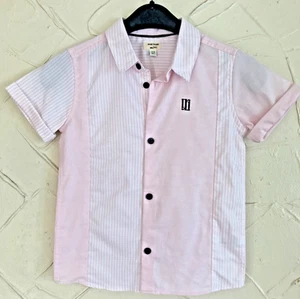 RIVER ISLAND MINI Boy's Shirt 2-3yrs Pink Candy Stripe Short Sleeve 100% Cotton - Picture 1 of 8