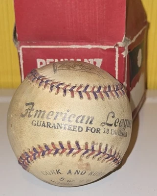 Pre 1934 American League Red and Blue Stitching Pennant MLB with Original Box. - Image 1 of 4