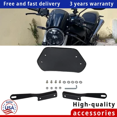 New Motorcycle Black Windshield Universal 5–7" Round Headlight  For Honda Foto 1 de 4