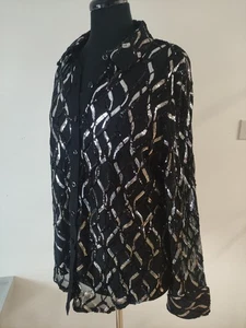 Michele Hope UK14/16 Sequin Sheer Blouse with Underlyed Top - Picture 1 of 7