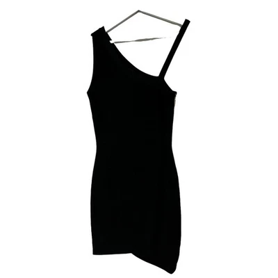 Marciano Size S Bandage Dress Bodycon Party Stretch Black Asymmetric Hem LBD - Image 1 of 4