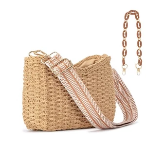 Small Handmade Straw Crossbody Bag for Women, Summer Chic Woven Handbag Shoul... - Picture 1 of 9