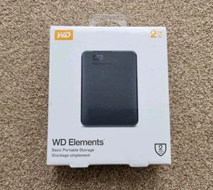 WD 2TB Elements Portable External Hard Drive, USB 3.0, Plug-and-Play, Black - Afbeelding 1 van 5