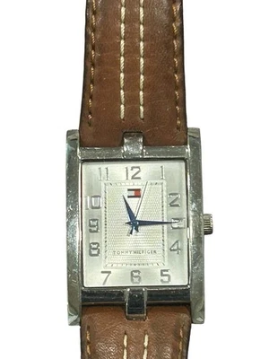Tommy Hilfiger Watch Mens Silver Stainless Steel Date Watch Brown Leather Strap - image 1 of 3