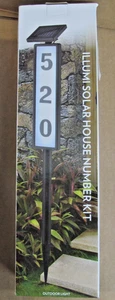 NEW ILLUMI SOLAR POWERED LIGHTED HOUSE NUMBER KIT STAKE OUTDOOR LIGHT FREESHIP - Picture 1 of 4
