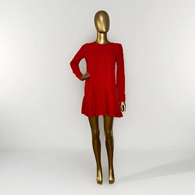 Mini vestido mameluco de manga larga rojo ZARA pajarita trasera, talla pequeña ~ fiesta navideña Foto 1 de 4