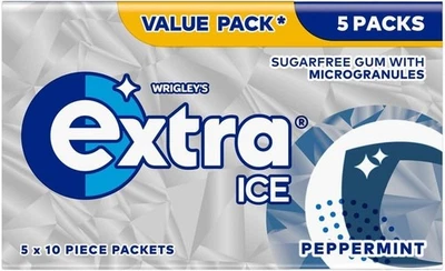 5-Pack Wrigley’s Extra Ice Peppermint Chewing Gum - Sugar-Free Freshness - Image 1 of 4