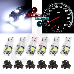 6Pcs White T10 194 LED Bulbs Dashboard Gauge Cluster Dash Light W/ 1/2" Sockets - Picture 1 of 9