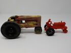 Vintage Tractor Lot -1950'S Hubley Jr Red 7" Tractor And Unmarked Red Plastic 4