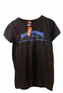 2010 Women’s Deadwood Harley Davidson T Shirt Spiderweb Black Sz Large - Picture 1 of 9