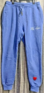 Mon Amour SweatPant Joggers Womans Large embroidered heart & logo pockets thick - Picture 1 of 9