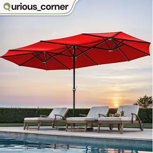 13 ft Large Patio Market Umbrella Outdoor w/ Crank System Backyard Pool Red - Picture 1 of 11