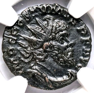 Postumus Romano Gallic AD 260-269 NGC AU Double Denarius Roman Empire Cornucopia - Picture 1 of 12
