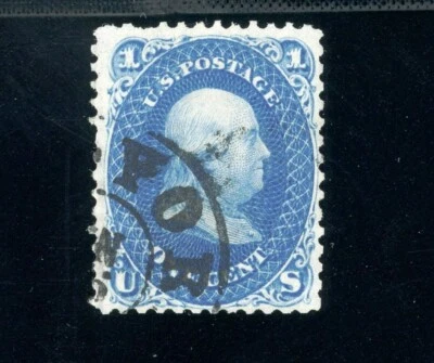 Scott 63b Used FVF US 1861 Civil War Issue Franklin Dark Blue SCV $900 - Image 1 of 2