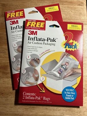 2 Pack Of 2 3M INFLATA-PAK Air Cushion Packaging Shipping Padding Bags SMALL - Image 1 of 4