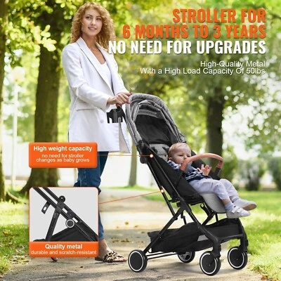 VEVOR Standard Baby Infant Stroller, Toddler Stroller with 95°-150° Adjustable B - Image 1 of 4