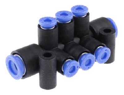 SMC 6 Outlet Ports PBT Pneumatic Manifold Tube-to-Tube Fitting - KM11-04-08-6 - Image 1 of 2