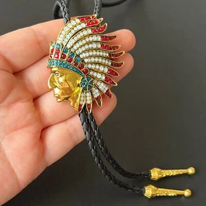 Collar de boda de aleación de vaquero occidental corbata bolo jefe indio nativo americano regalo - Imagen 1 de 11