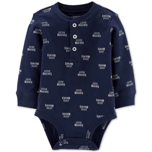 Carter's Baby Boys Little Brother-Print Cotton Bodysuit Navy  9 Months - Picture 1 of 4