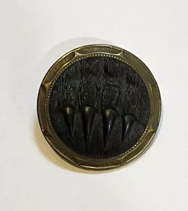 ANTIQUE CLAW BUTTON - CARVED BAKELITE AND BRASS - COAT BUTTON - Picture 1 of 2