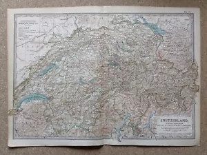 1902 Map of Switzerland and Liechtenstein antique vintage Britannica 10th - Picture 1 of 1