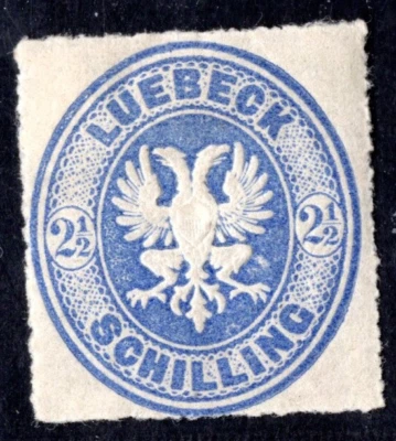 GERMANY LUBECK 1863 SCOTT #11 MINT HINGED - Image 1 of 2