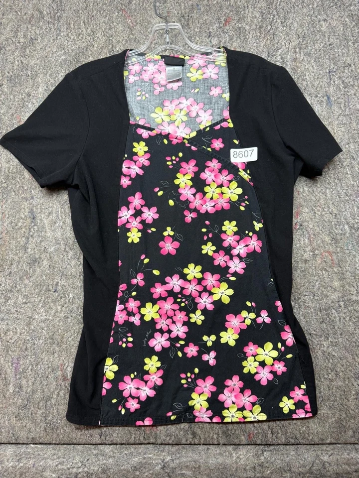 Baby Phat Women Scrub Top Short Sleeve Floral Size M - Image 1 of 4
