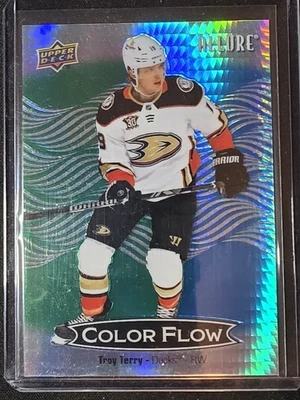 2024-25 Allure Color Flow Spectrum Green-Blue #CFL-57 Troy Terry #/50 Ducks - Image 1 of 2