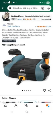 Asiento elevador sin respaldo Chicco GoFit® Plus con accesorio de pestillo y... Foto 1 de 4