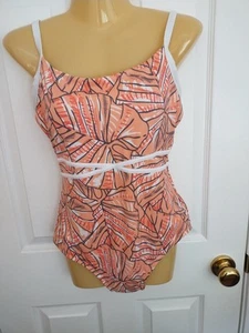 NWT L.L. Bean Women's Orange Multicolor Women's One Piece Swim Suit - Size 8 - Picture 1 of 3