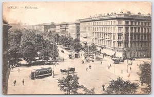 Vintage Wien Parkring Austria Horse Tram Postcard 1910s Scenic View - Picture 1 of 2